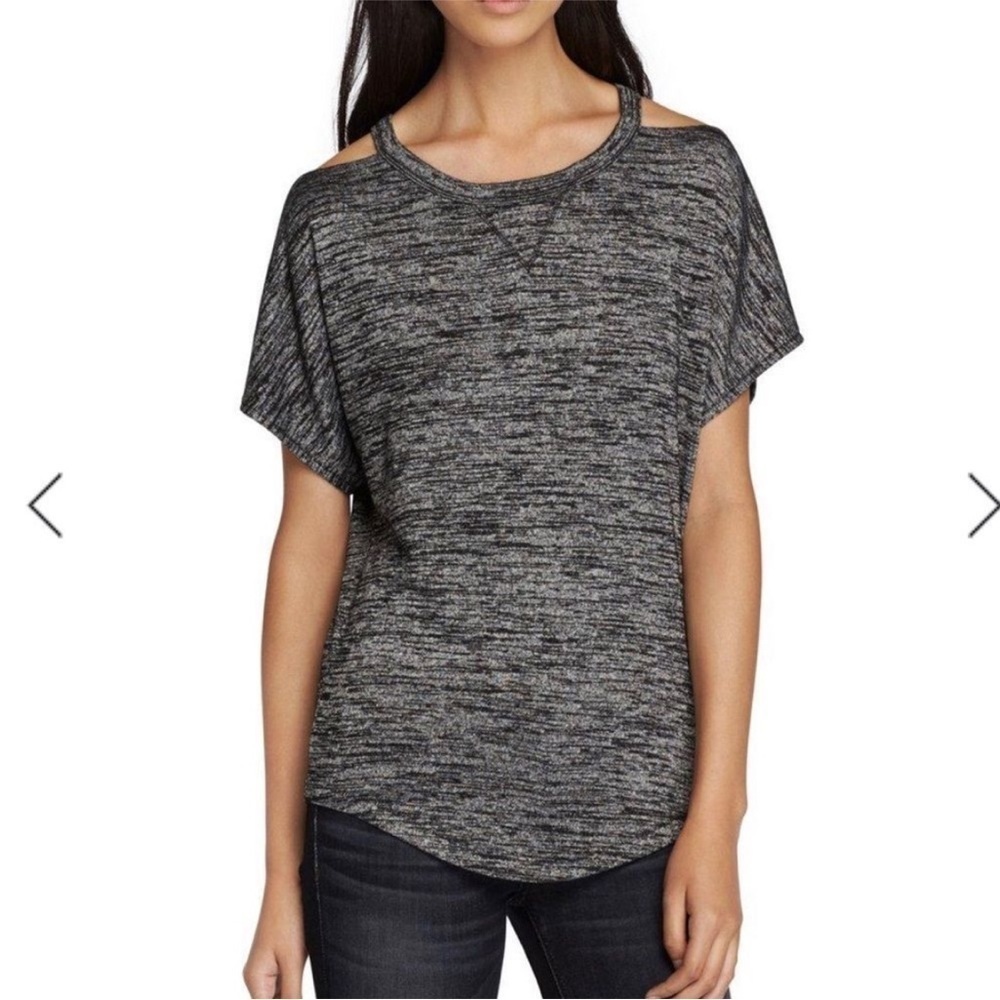 Rag & Bone Marled Grey Cold Shoulder Short Sleeve Tee Size S